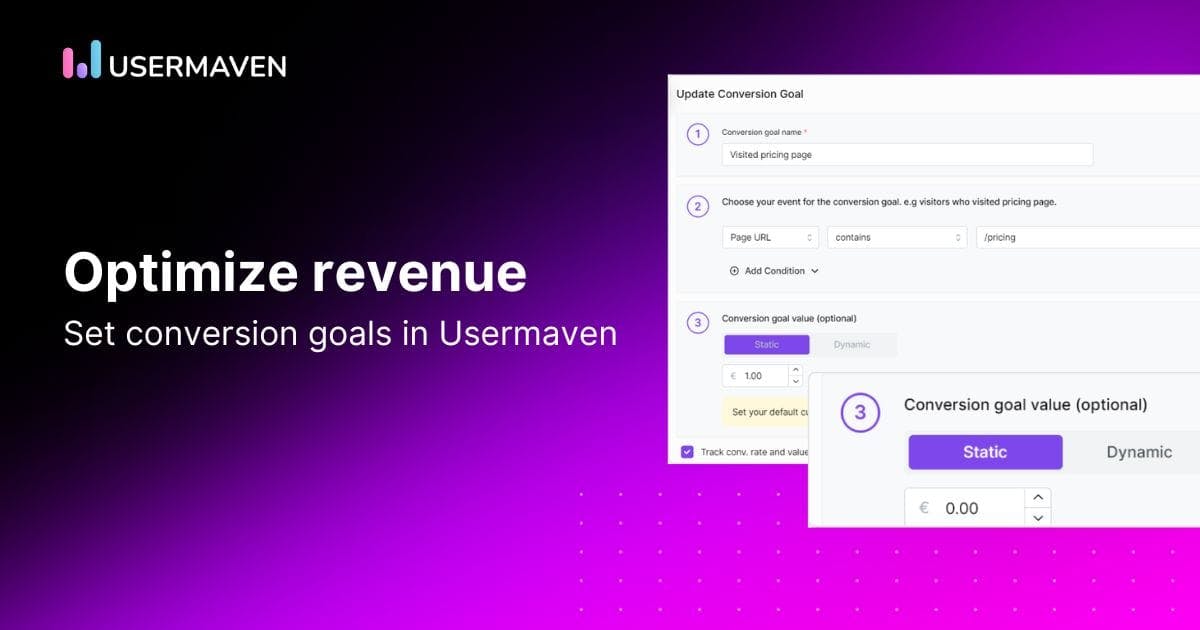 Conversion goals in Usermaven